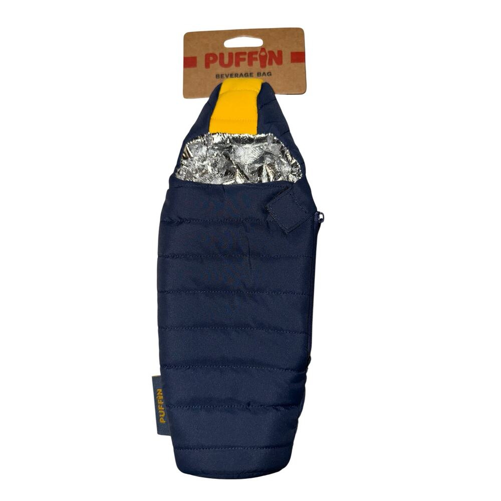 New Puffin Beverage Bag 12oz Bottle Holder Koozie Sleeping Hiking Snow Winter